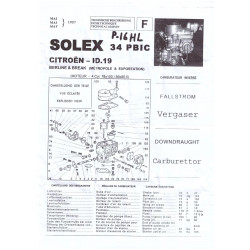 Kit Carburator type Solex 34PBIC 34 PBIC voor Citroën Citroen ID 19 Traction