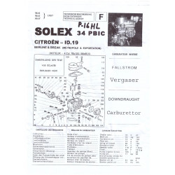Carburateur Type Solex 34 PBIC 34PBIC CITROEN Citroën ID 19 Traction ID19